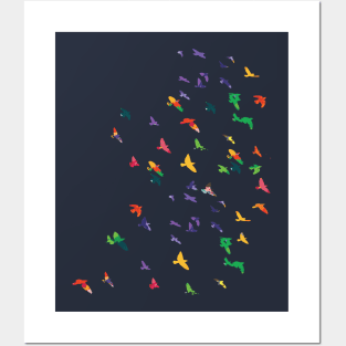 Colorful flying birds 1 Posters and Art